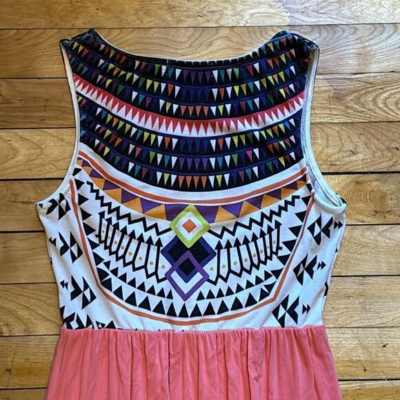 Filly Flair Women’s Coral Orange Pink Patterned Maxi Dress Size medium - Picture 6 of 6